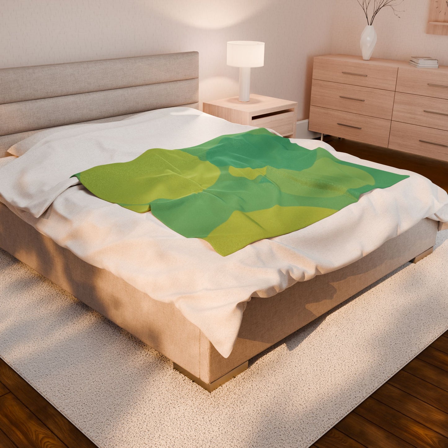 Pastel Green Patches Velveteen Plush Blanket, 50" x 60"