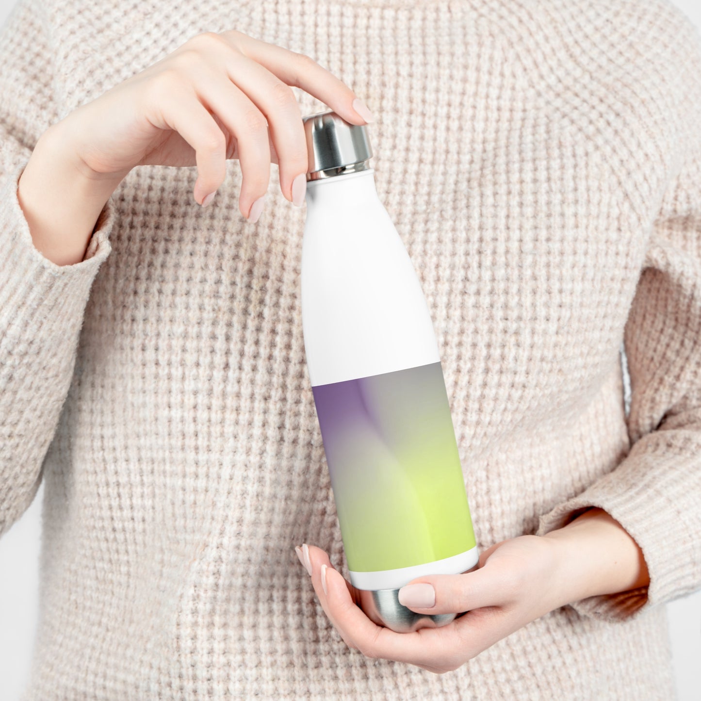 Purple Golden Fade 20oz Insulated White Water Bottle