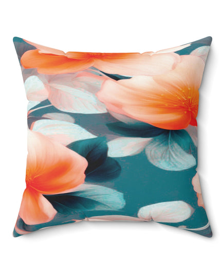 Orange Blossom Floral Bunch Faux Suede Square Pillow, 20" x 20"