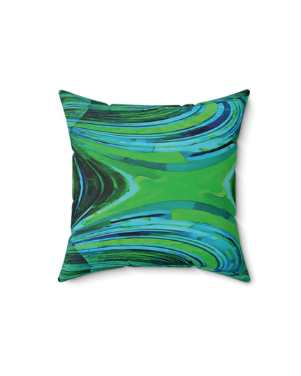 Uzi Spiral Blue Green 14" x 14" Faux Suede Square Pillow