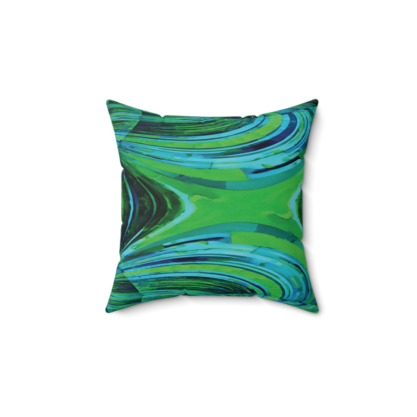 Uzi Spiral Blue Green 14" x 14" Faux Suede Square Pillow
