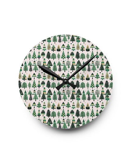 Mini Vintage Green Trees Acrylic Round Wall Clock, 8" x 8"