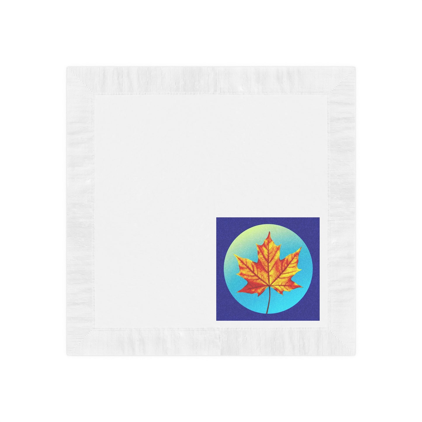 Alpha Maple Leaf White Coined Napkins, 6.5" x 6.5"