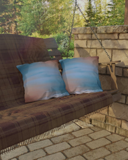 Blue Sea Peach Fog 16" x 16" Outdoor Pillow