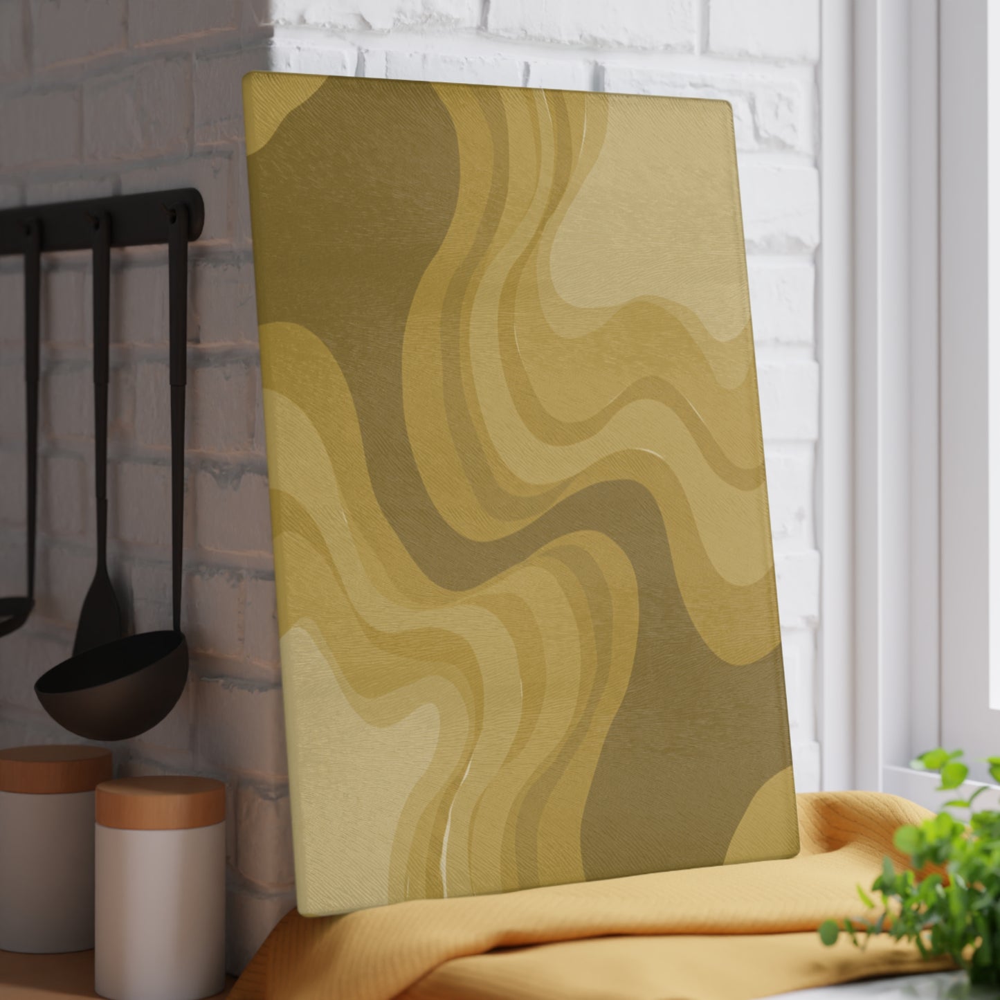 Brown Wavey Glass Cutting Board, 11" x 15"