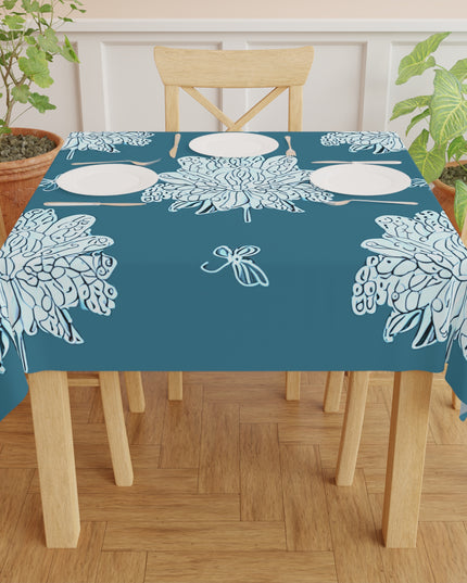 Tif Green White Floral Butterflies Tablecloth, 55" x 55"