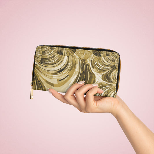 Uzi Spiral Light Brown Elegant Abstract Zipper Wallet - Stylish & Functional Accessory for Everyday Use