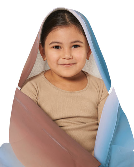 Blue Sea Peach Fog Youth Hooded Towel, 24" x 48"
