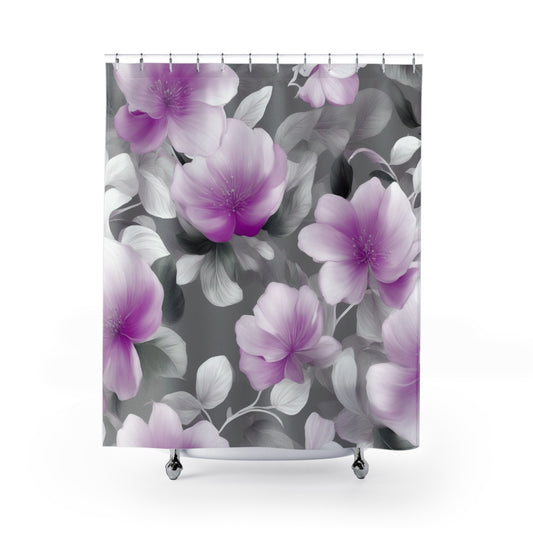 Purple Blossom Floral Bunch Shower Curtains, 71" x 74"