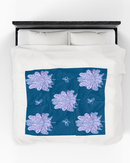 Lavender Floral Butterflies Plush Velveteen Blanket, 50" x 60"