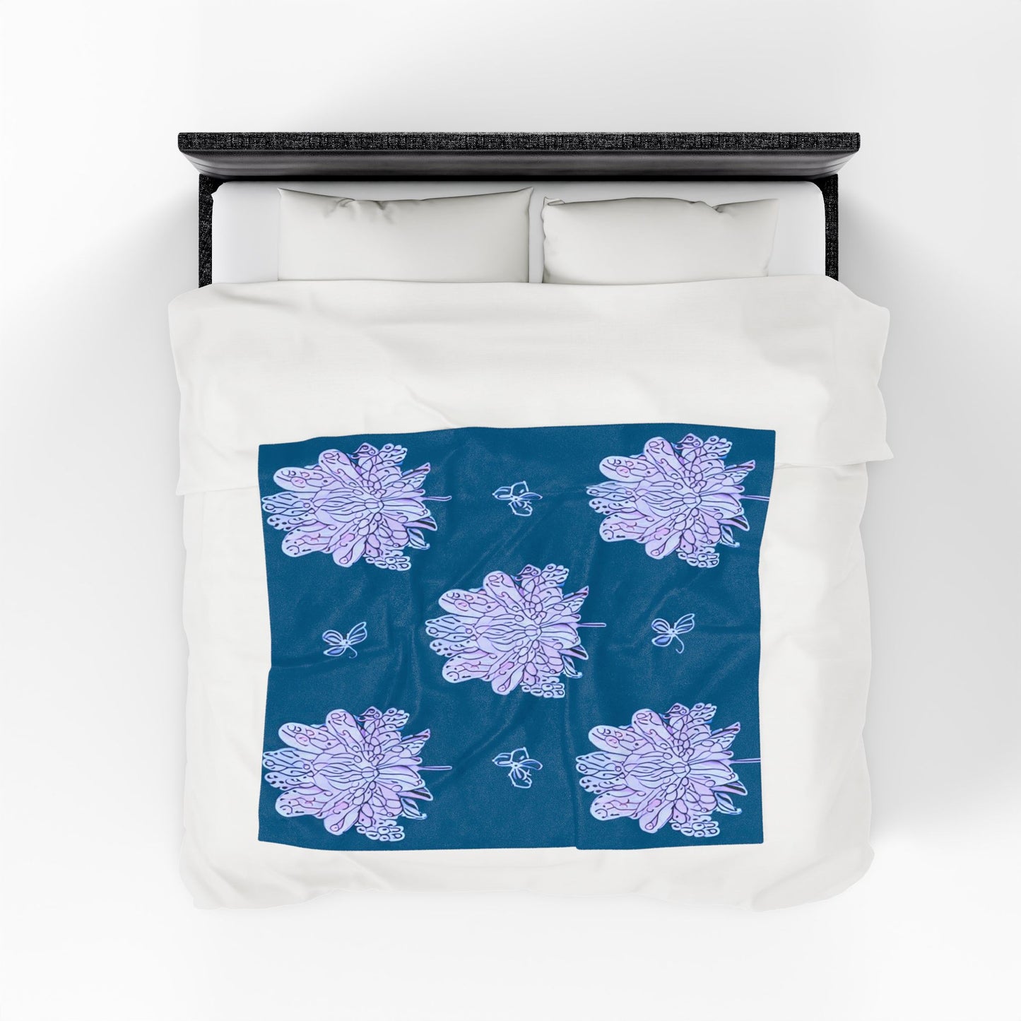 Lavender Floral Butterflies Plush Velveteen Blanket, 50" x 60"