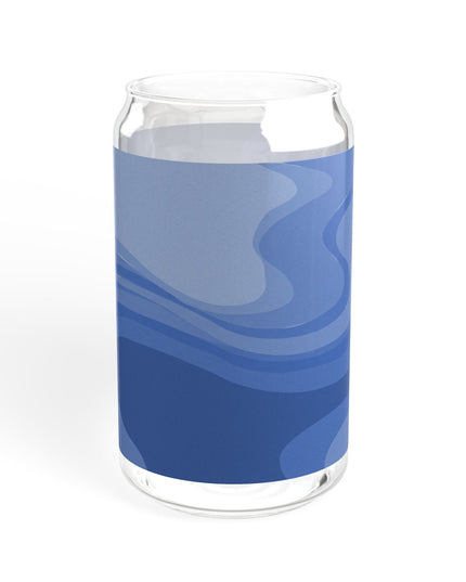 Deep Blue Wavey Sipper Glass, 16oz