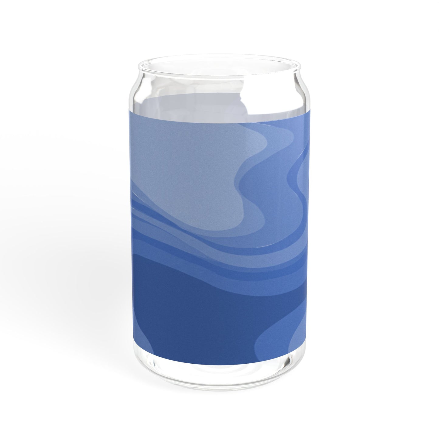 Deep Blue Wavey Sipper Glass, 16oz