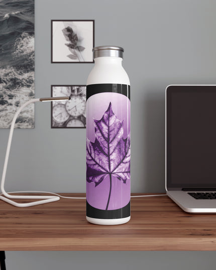 Purple Maple Leaf Slim Water Bottle, 20 oz White