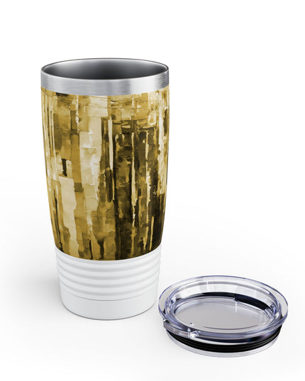 Striped Light Brown Ringneck Tumbler, 20oz in white
