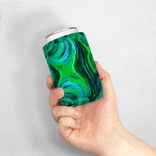 Uzi Spiral Blue Green 12 oz Can Cooler Sleeve