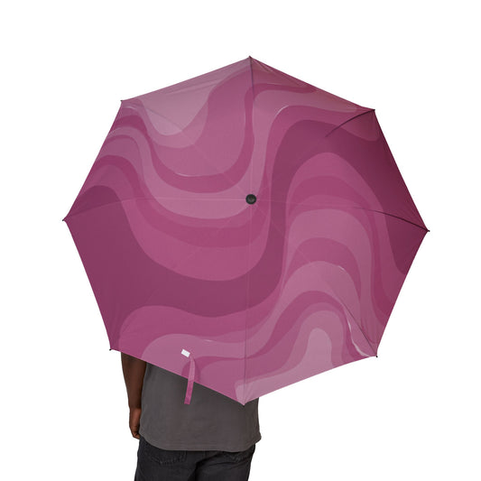 Pinky Mauve Wavey Foldable Umbrella - Compact & Chic