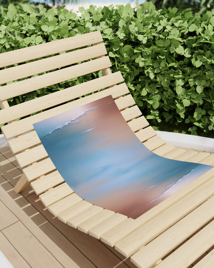 Blue Sea Peach Fog Beach Towel, 18" x 27"