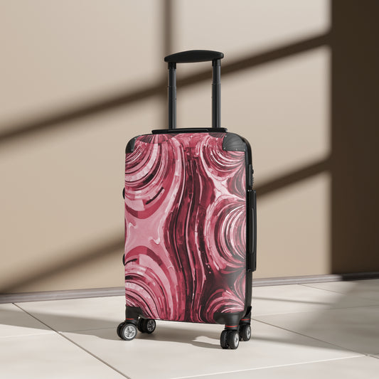 Uzi Spiral Ruby Small Suitcase with built in lock, 4 double-wheels, telescopic handle, and ABS back hard-shell