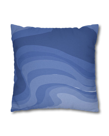 Deep Blue Wavey Spun Polyester Square Pillowcase, 14" x 14"