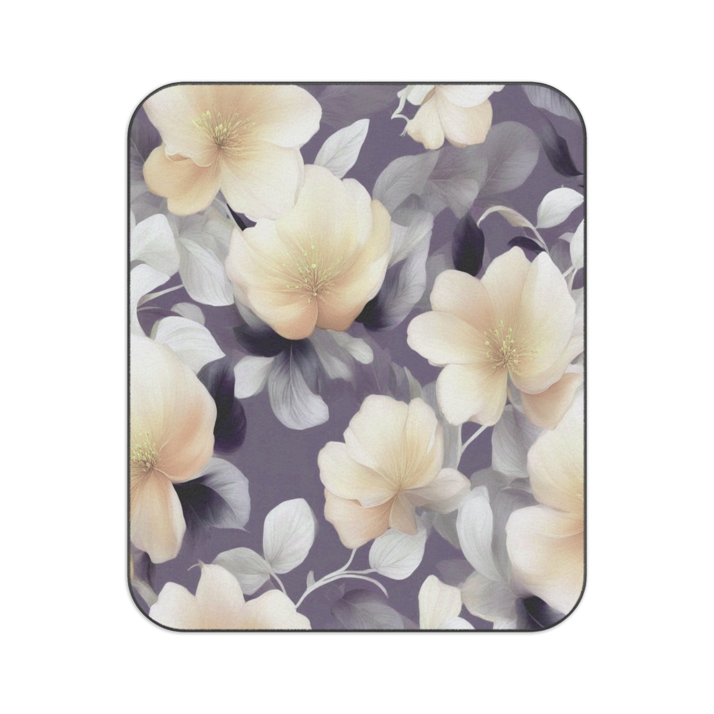 White Blush Floral Bunch 61" × 51" Picnic Blanket