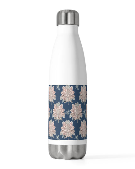 Rose White Floral Butterflies 20oz Insulated Water Bottle