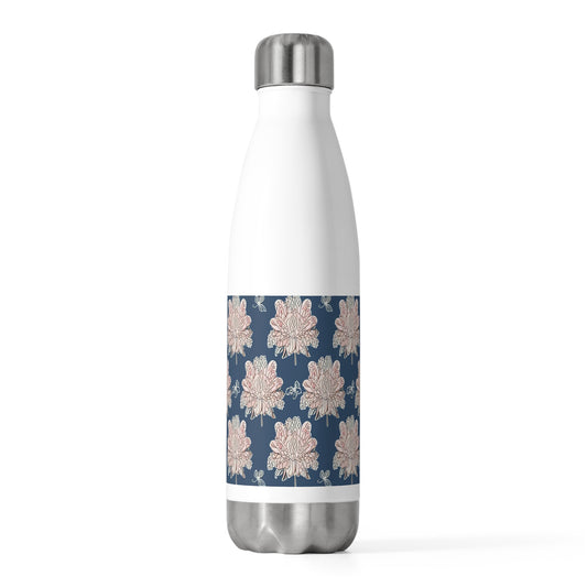 Rose White Floral Butterflies 20oz Insulated Water Bottle