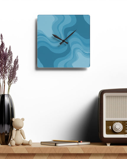 Sky Blue Wavey 10.75" x 10.75" Round or Square Acrylic Wall Clock