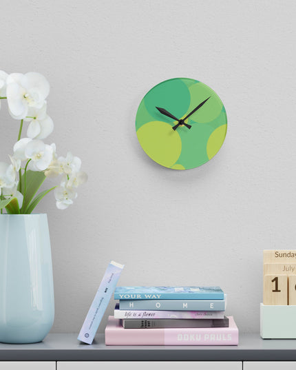 Pastel Green Patches Acrylic Round Wall Clock, 8" x 8"
