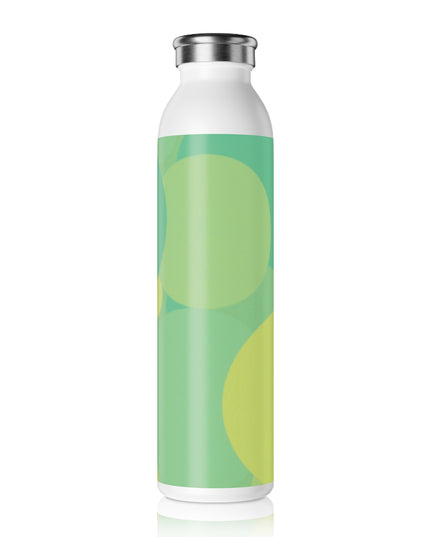 Pastel Green Patches Slim Water Bottle, 20 oz White