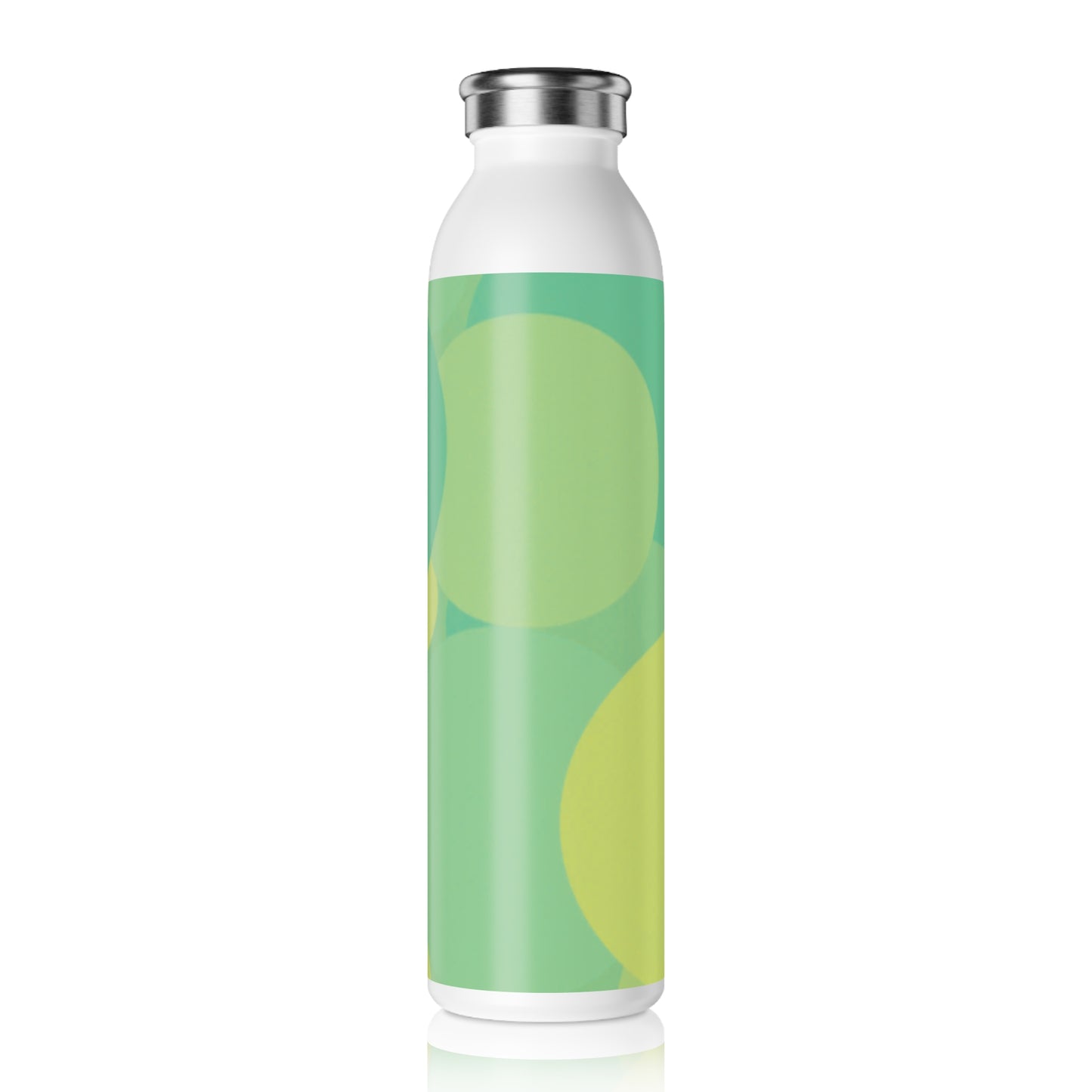 Pastel Green Patches Slim Water Bottle, 20 oz White