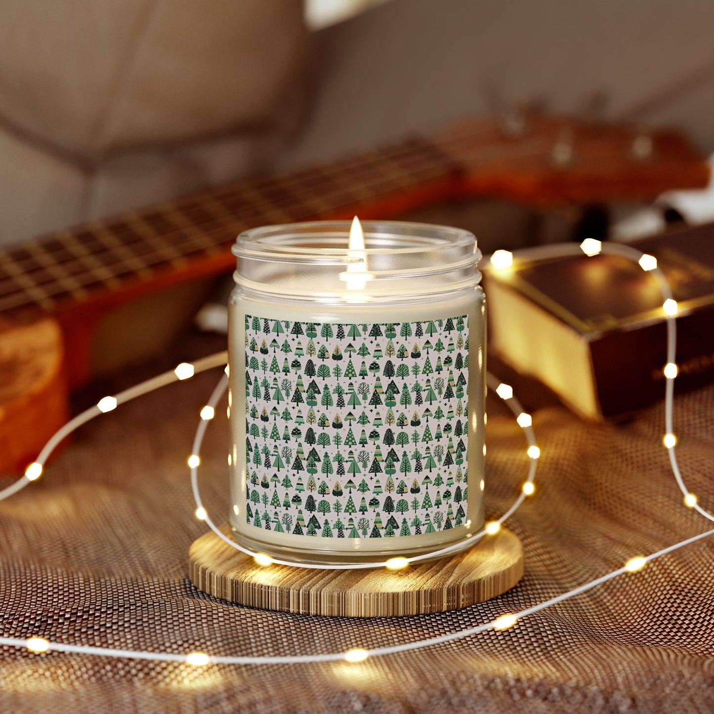 Mini Vintage Green Trees Scented Candles, Coconut Apricot Wax (9oz)