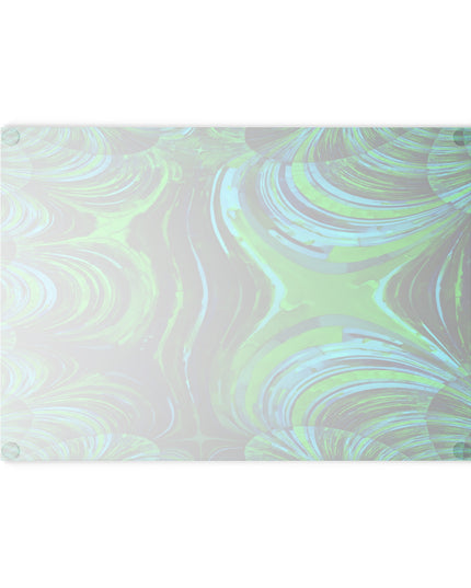 Uzi Spiral Blue Green 8" x 11" Glass Cutting Board