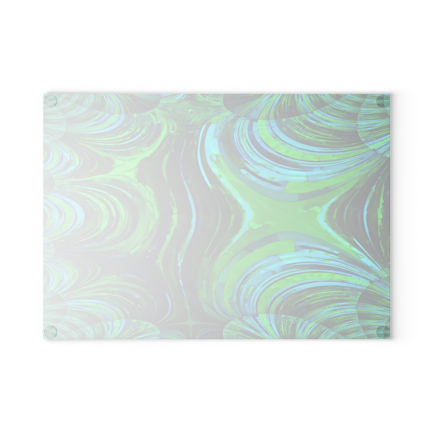 Uzi Spiral Blue Green 8" x 11" Glass Cutting Board