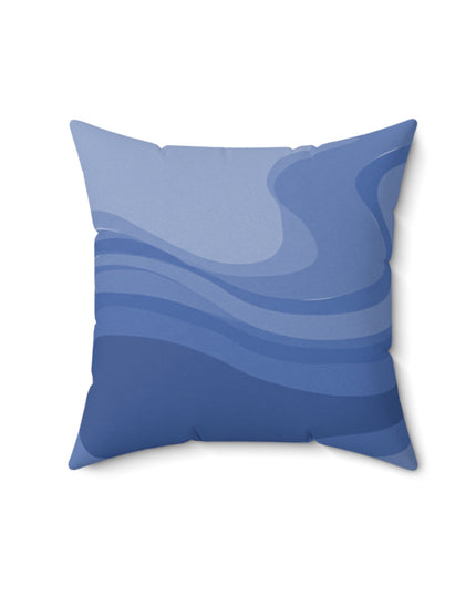 Deep Blue Wavey 16" x 16" Faux Suede Square Pillow