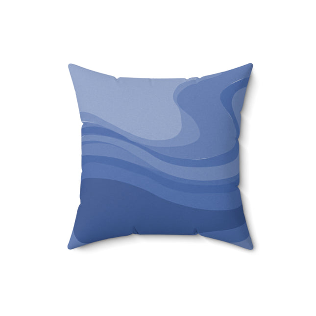 Deep Blue Wavey 16" x 16" Faux Suede Square Pillow
