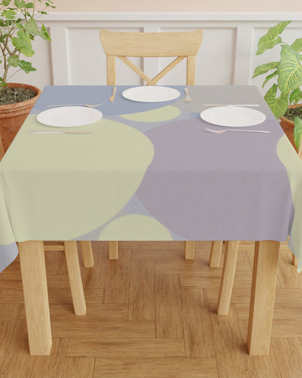 Pastel Soft Blue and Soft White Patches Tablecloth, 55" x 55"