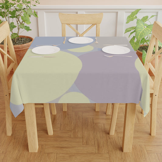 Pastel Soft Blue and Soft White Patches Tablecloth, 55" x 55"