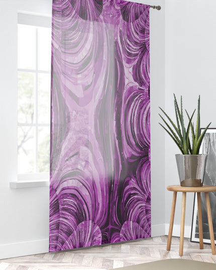 Uzi Spiral Powder Lavender Sheer Window Curtain, 50" x 84", partially transparent