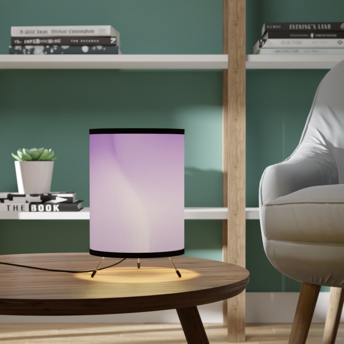 Soft Lavender Fade Tripod Lamp with High-Res Printed Shade, US\CA plug