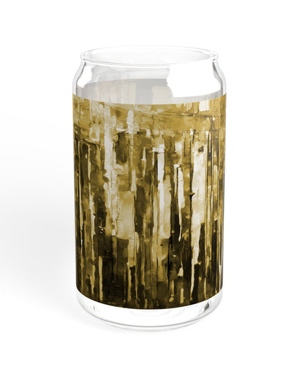 Striped Light Brown Sipper Glass, 16oz