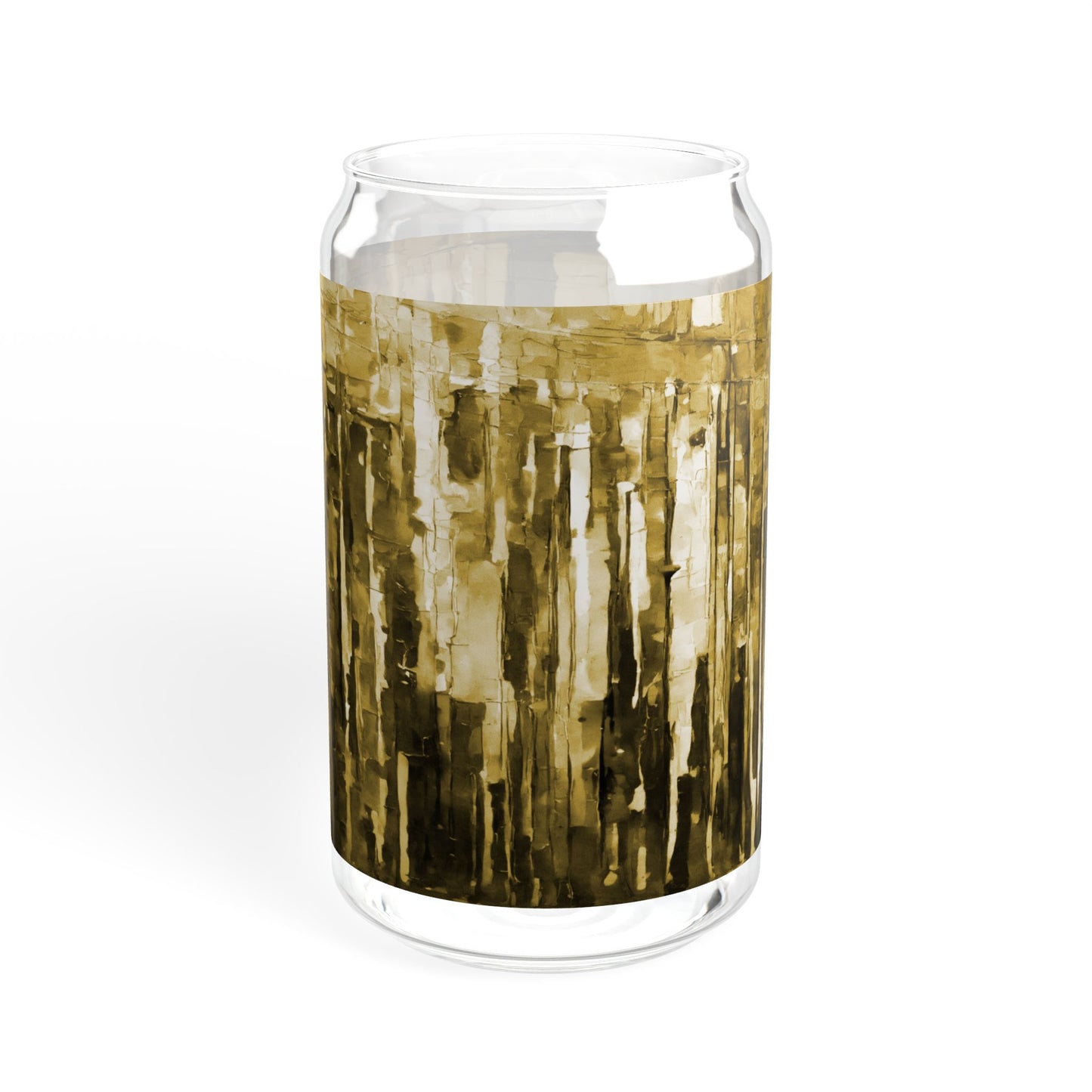 Striped Light Brown Sipper Glass, 16oz