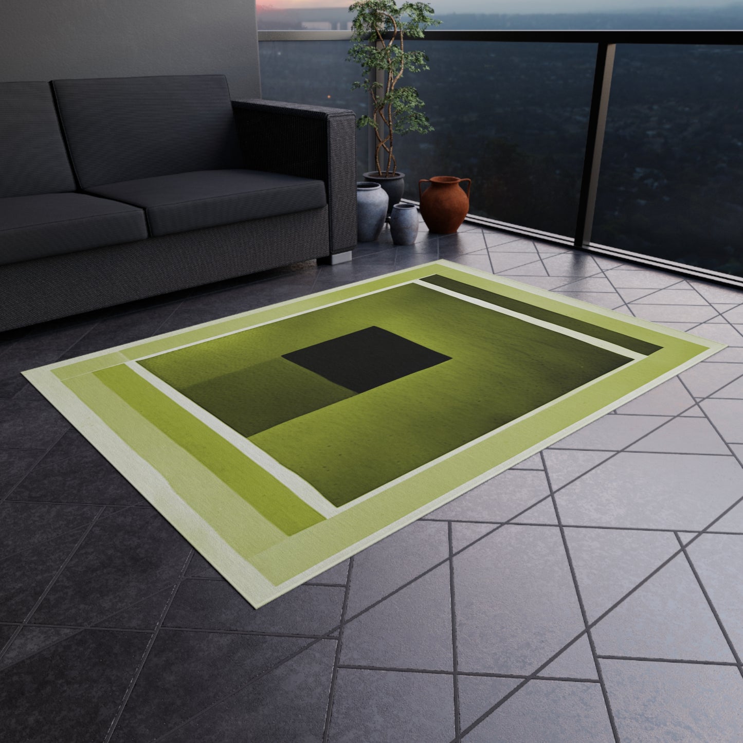 Lemon Shadow Outdoor Rug, 60" x 84"