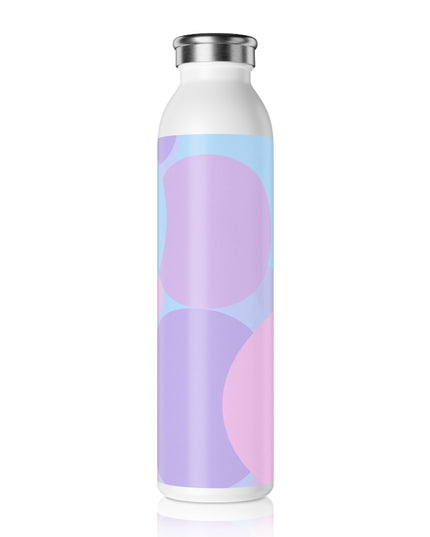 Pastel Purple and Mauve Patches Slim Water Bottle, 20 oz White