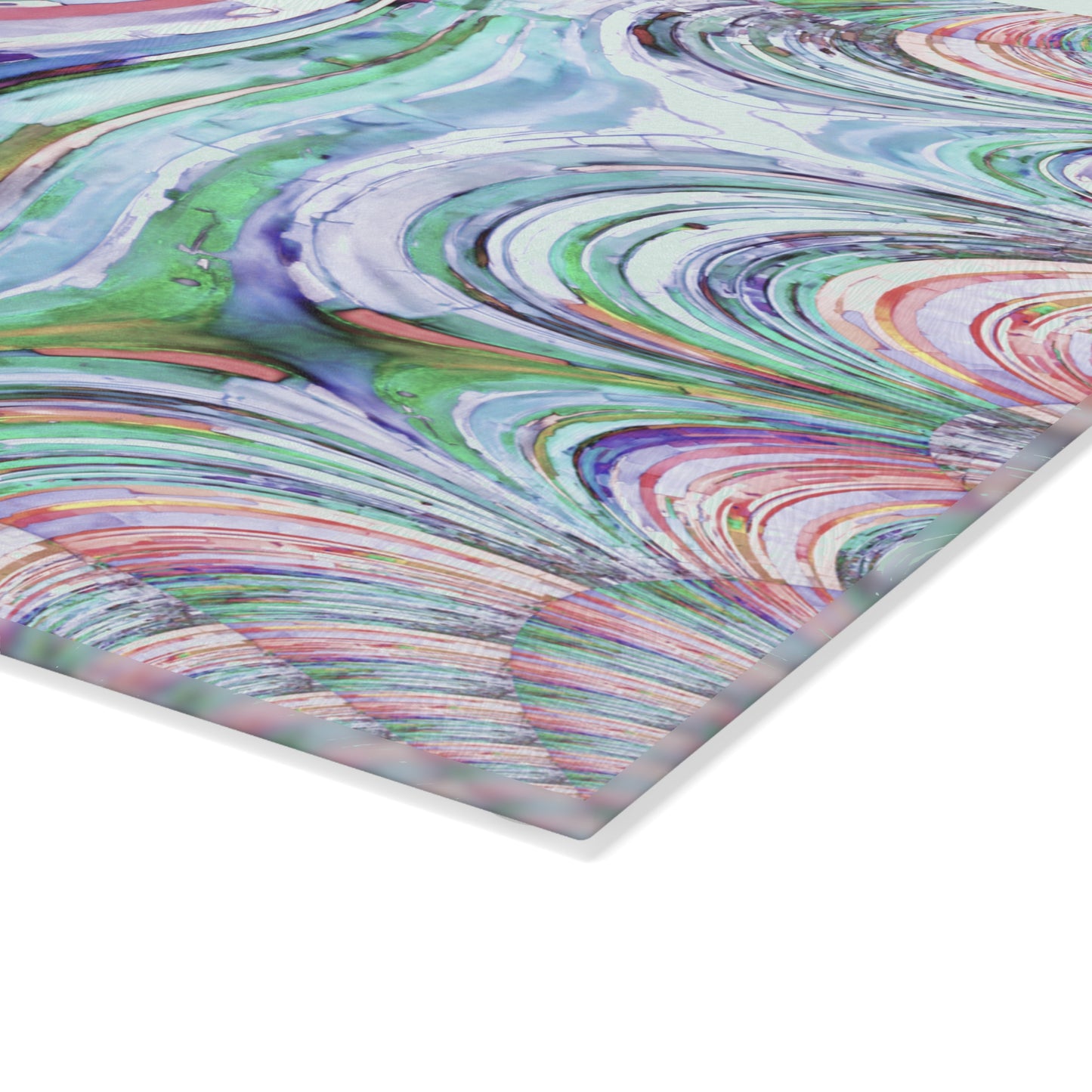Uzi Spiral Pastels 8" x 11" Glass Cutting Board