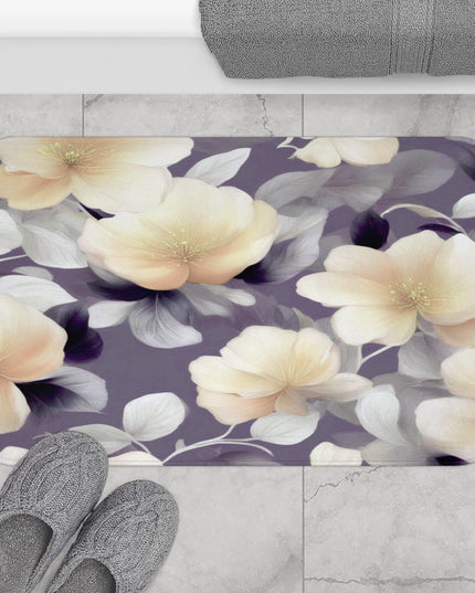 White Blush Floral Bunch 34" x 21" Bath Mat