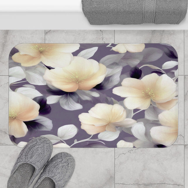 White Blush Floral Bunch 34" x 21" Bath Mat