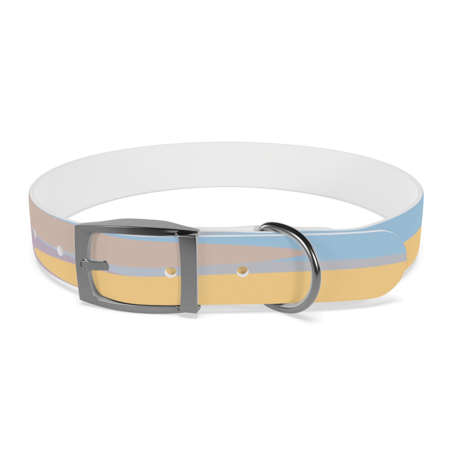 Pastel Baby Blue and Peach Patches Large Dog Collar