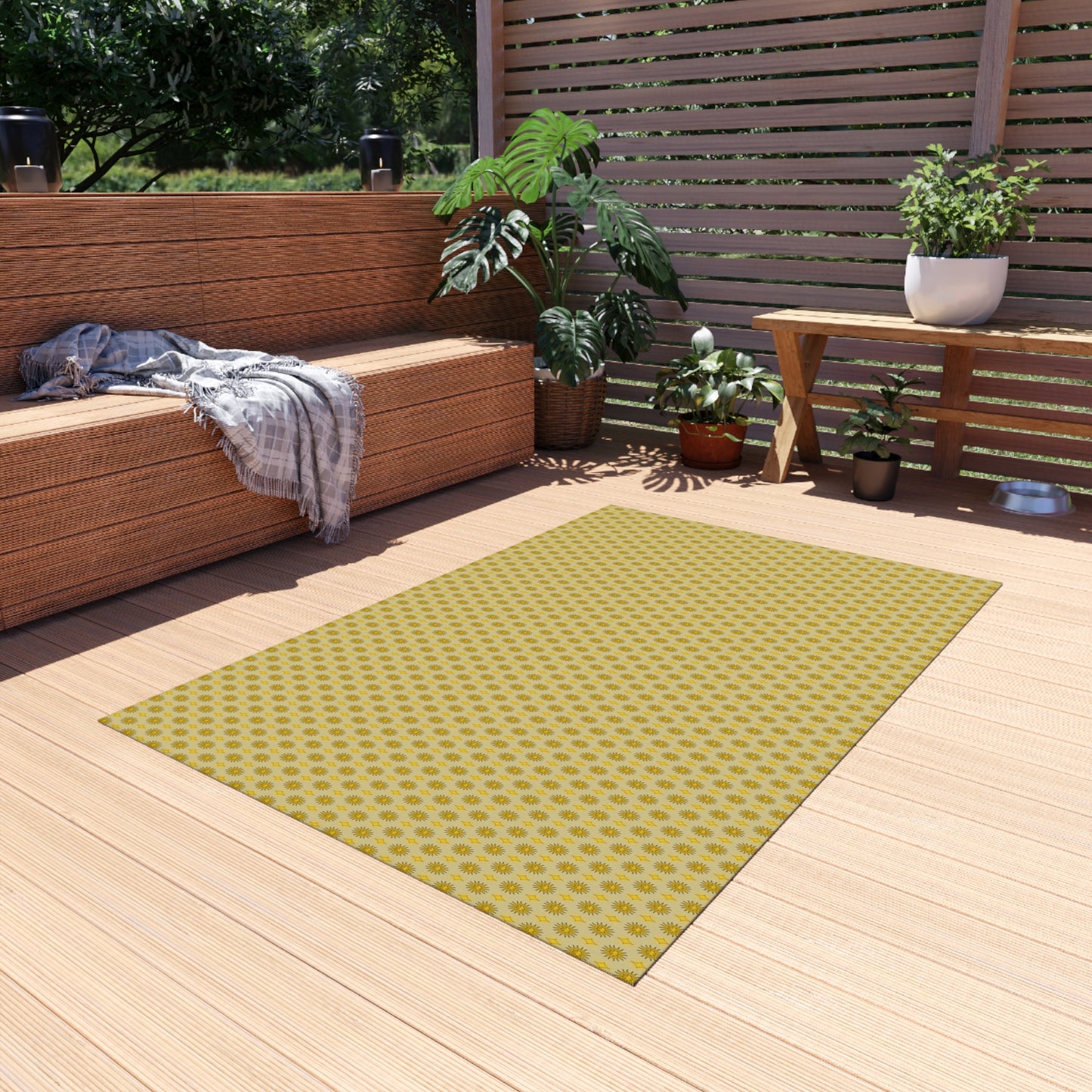 Lemongrass Star-crossed Bodies Outdoor Rug, 48" x 72"