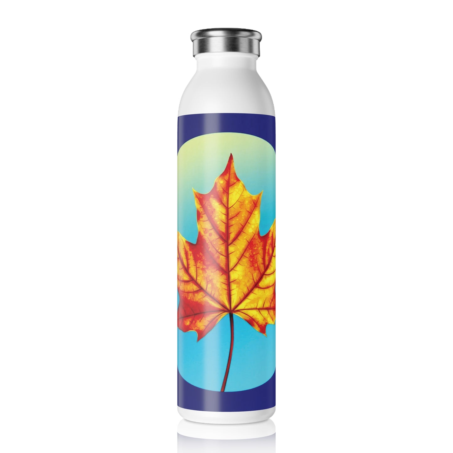 Alpha Maple Leaf Slim Water Bottle, 20 oz White